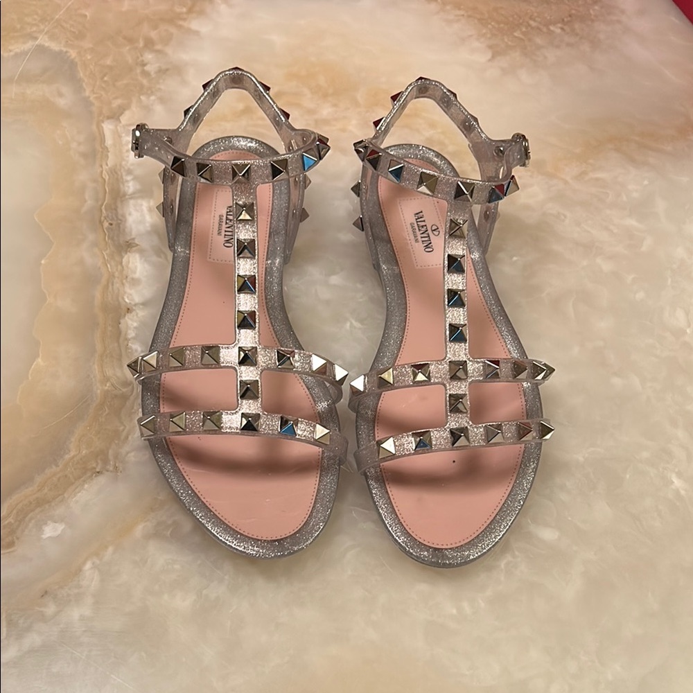 Valentino Metallic Studded Sandals